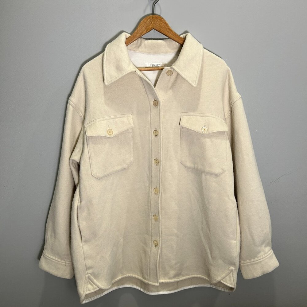Moussy Minimalist Oversized Heavy Beige Shacket - One Size